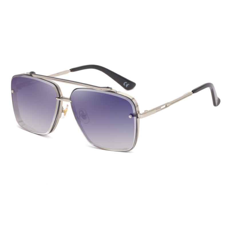 Outer Blue Square Sunglasses,Fashionable Men's Metal, UV400 Gradient Lenses for Timeless Style Main image