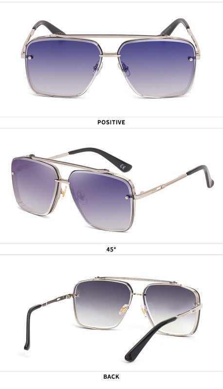 Outer Blue Square Sunglasses,Fashionable Men's Metal, UV400 Gradient Lenses for Timeless Style Secondary image