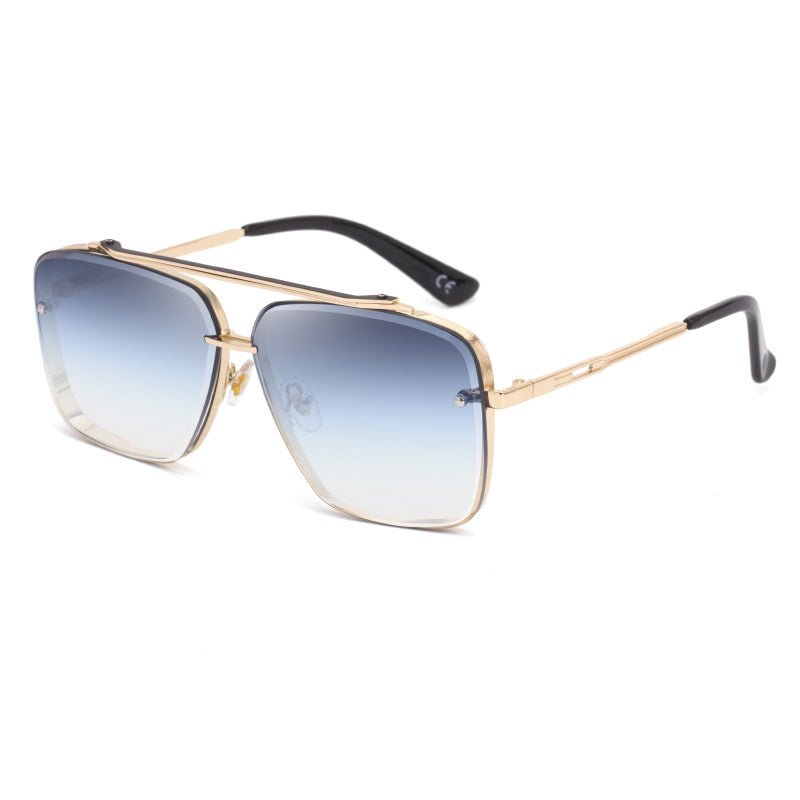 Gredual Blue Square Sunglasses,Fashionable Men's Metal, UV400 Gradient Lenses for Timeless Style Main image