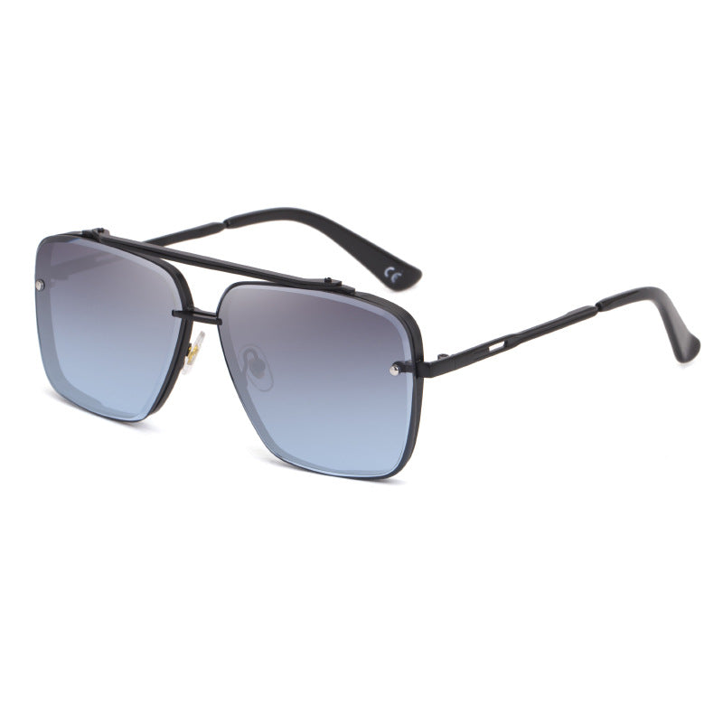Grey  Blue Sunglasses,Fashionable Men's Metal, UV400 Gradient Lenses for Timeless Style Main image