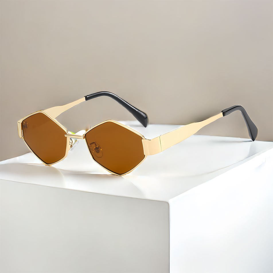 Chic Geometric Sunglasses Women's Fashion Metal Frame Sun Glasses Men Vintage Non-Mirrored Lenses Optical Gafas UV400 Main image