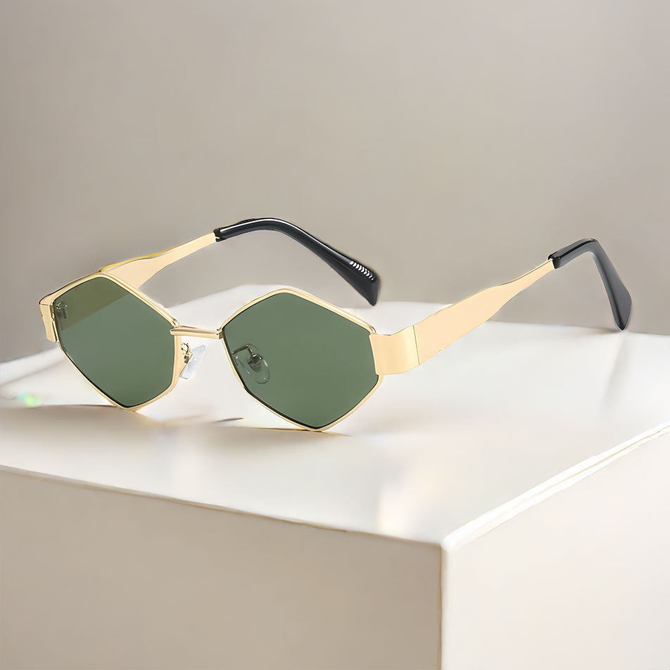Chic Geometric Sunglasses Women's Fashion Metal Frame Sun Glasses Men Vintage Non-Mirrored Lenses Optical Gafas UV400 Main image