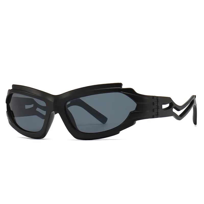 Futuristic Sports Wrap Man Sunglasses - Bold Black Frames with UV Protection Main image