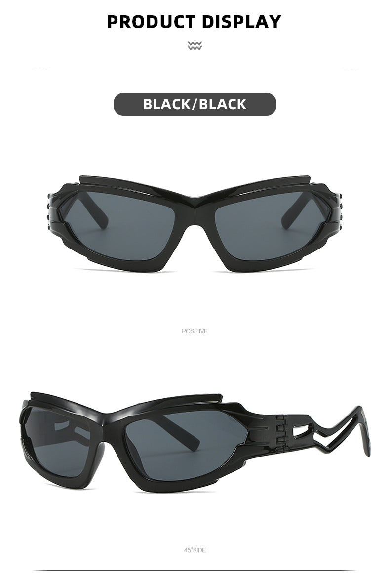 Futuristic Sports Wrap Man Sunglasses - Bold Black Frames with UV Protection Secondary image
