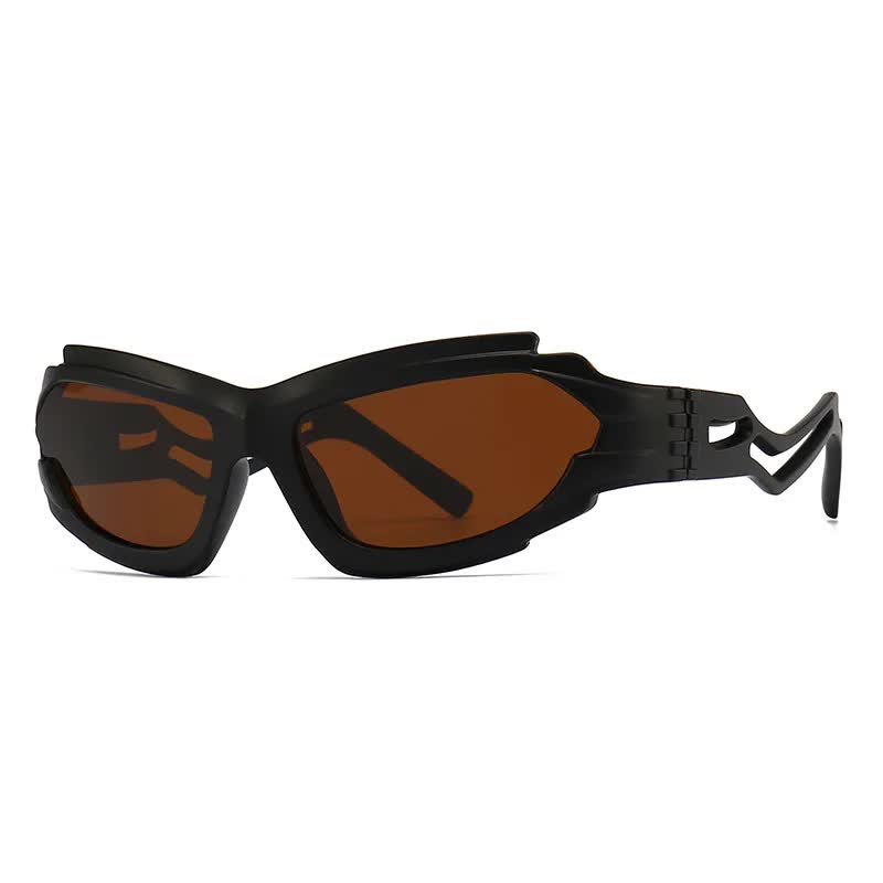 Futuristic Sports Wrap Man Sunglasses - Bold Brown Frames with UV Protection Main image