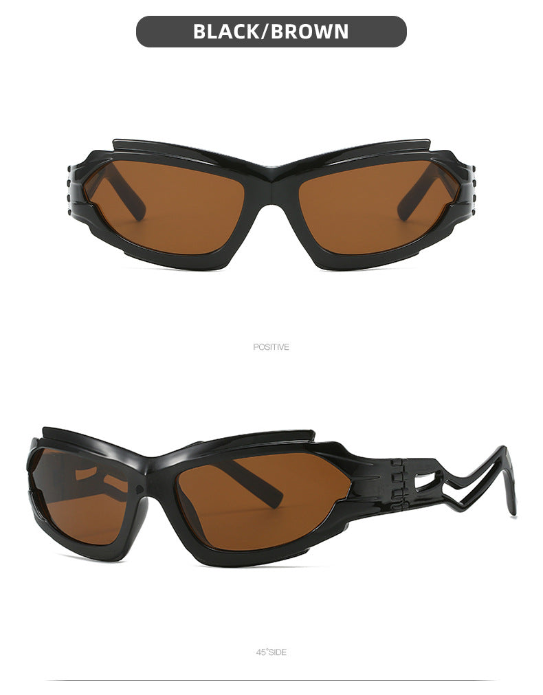 Futuristic Sports Wrap Man Sunglasses - Bold Brown Frames with UV Protection Secondary image