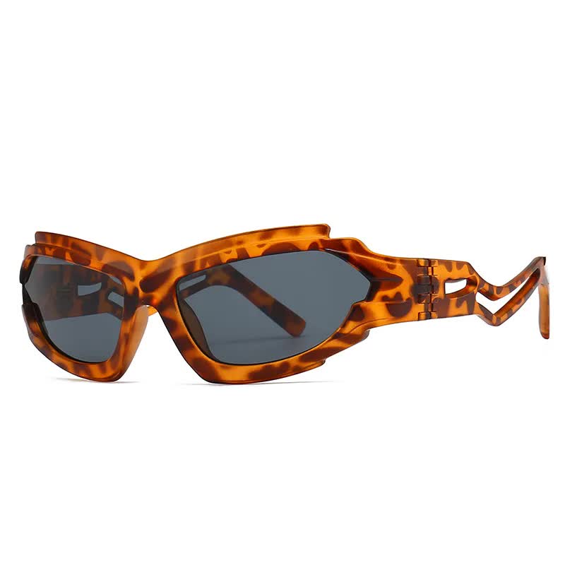 Futuristic Sports Wrap Man Sunglasses - Bold Leopard Frames with UV Protection Main image