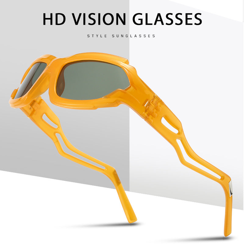 Futuristic Sports Wrap Man Sunglasses - Bold Orange Frames with UV Protection Main image