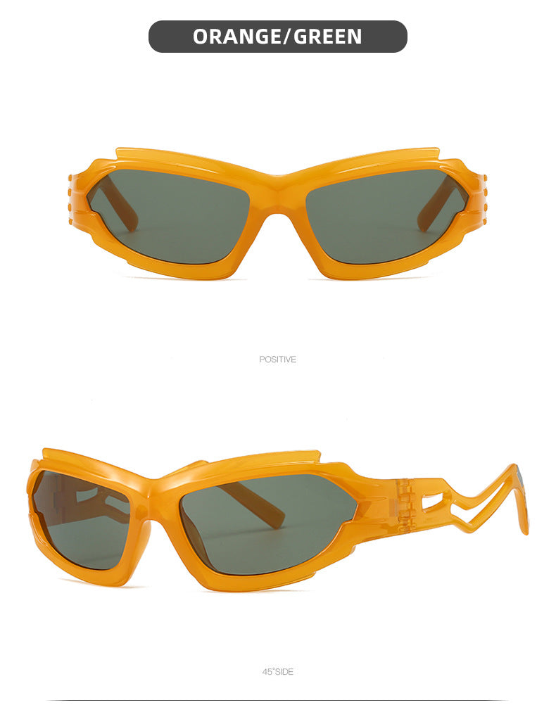 Futuristic Sports Wrap Man Sunglasses - Bold Orange Frames with UV Protection Secondary image