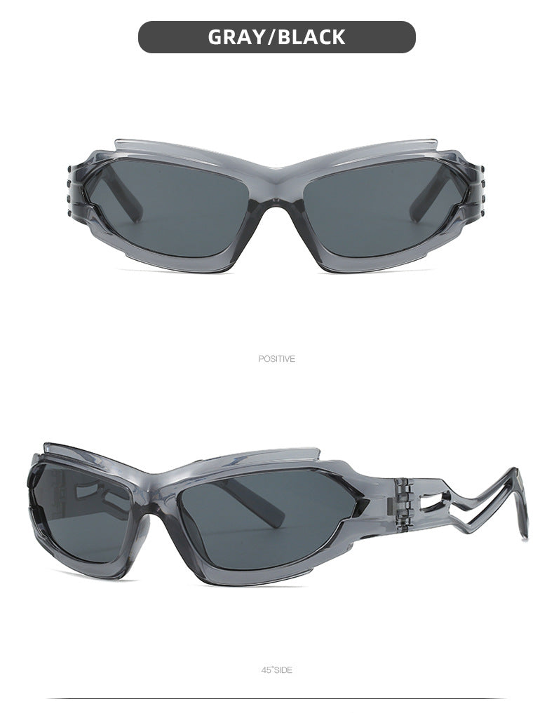 Futuristic Sports Wrap Man Sunglasses - Bold Gray Frames with UV Protection Secondary image