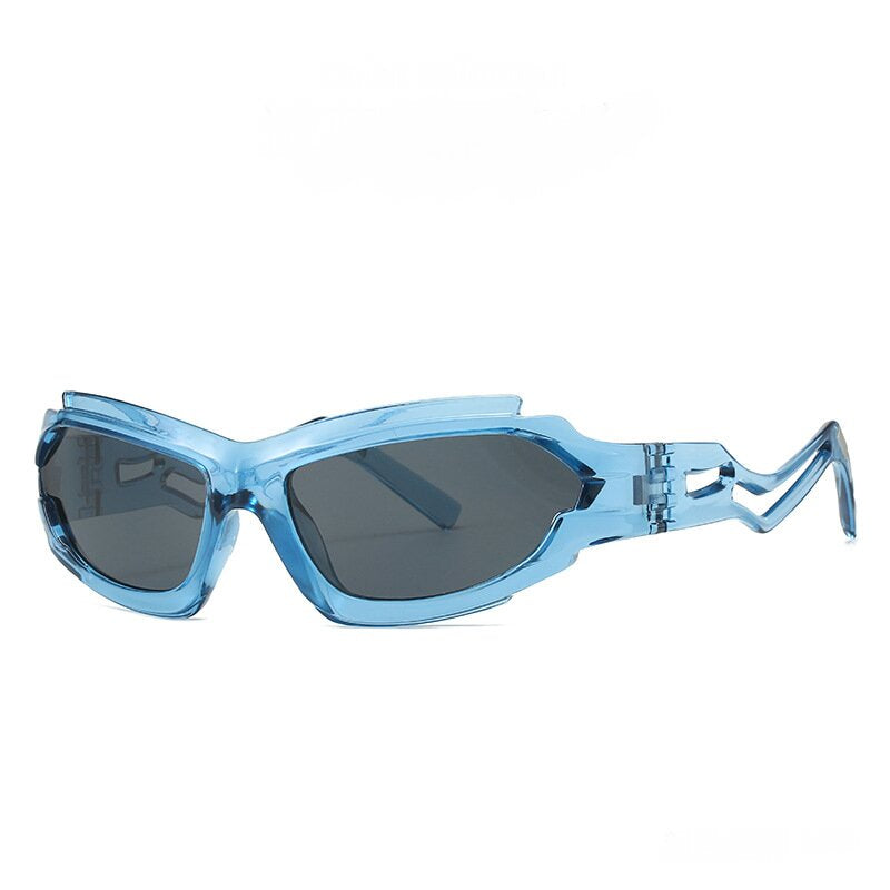 Futuristic Sports Wrap Man Sunglasses - Bold Blue Frames with UV Protection Main image