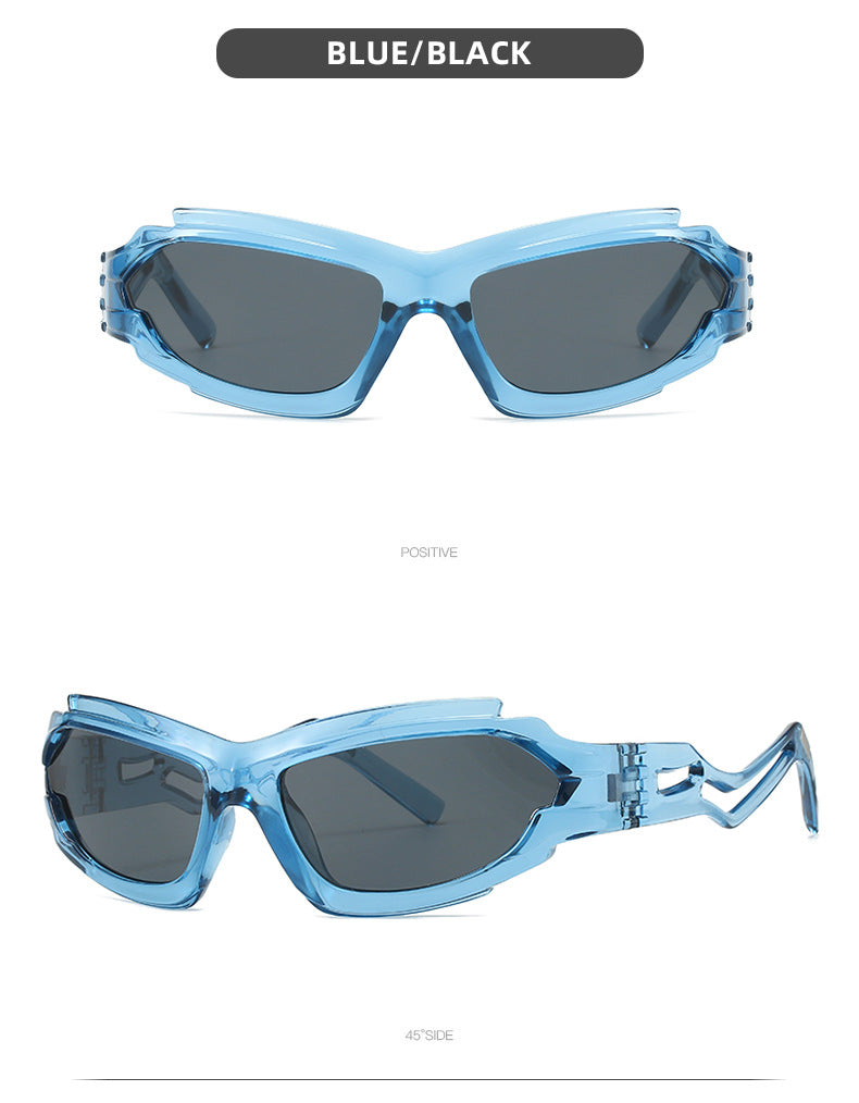 Futuristic Sports Wrap Man Sunglasses - Bold Blue Frames with UV Protection Secondary image