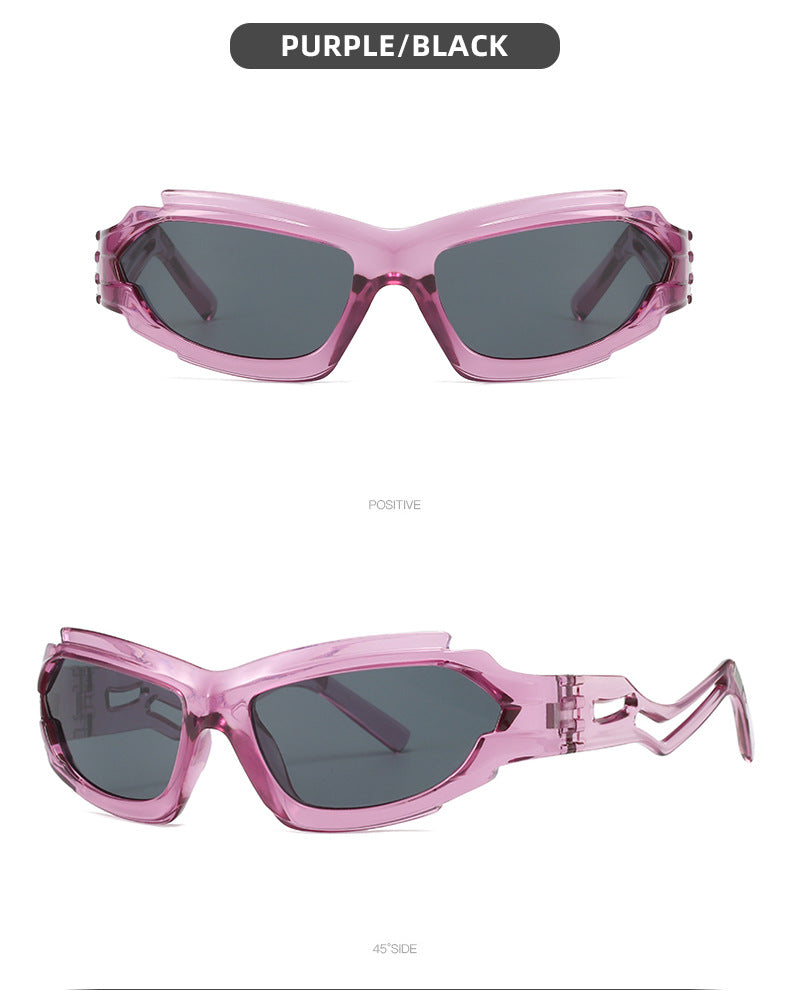 Futuristic Sports Wrap Man Sunglasses - Bold Purple Frames with UV Protection Secondary image
