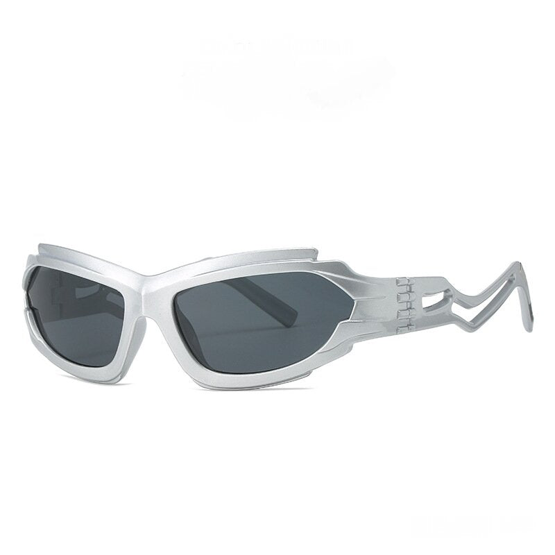 Futuristic Sports Wrap Man Sunglasses - Bold Silvery Frames with UV Protection Main image