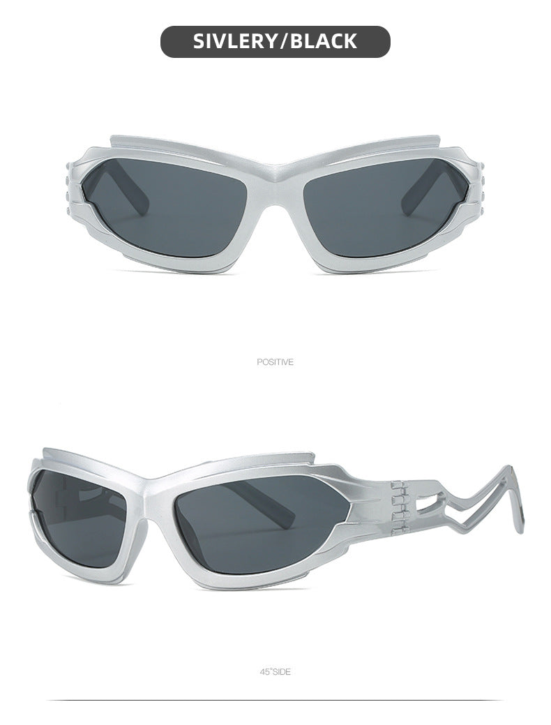 Futuristic Sports Wrap Man Sunglasses - Bold Silvery Frames with UV Protection Secondary image