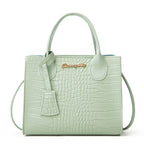 Elegant Crocodile Embossed Faux Leather Handbag - Green Tote with Dual Handle for Women 20*16*9cm