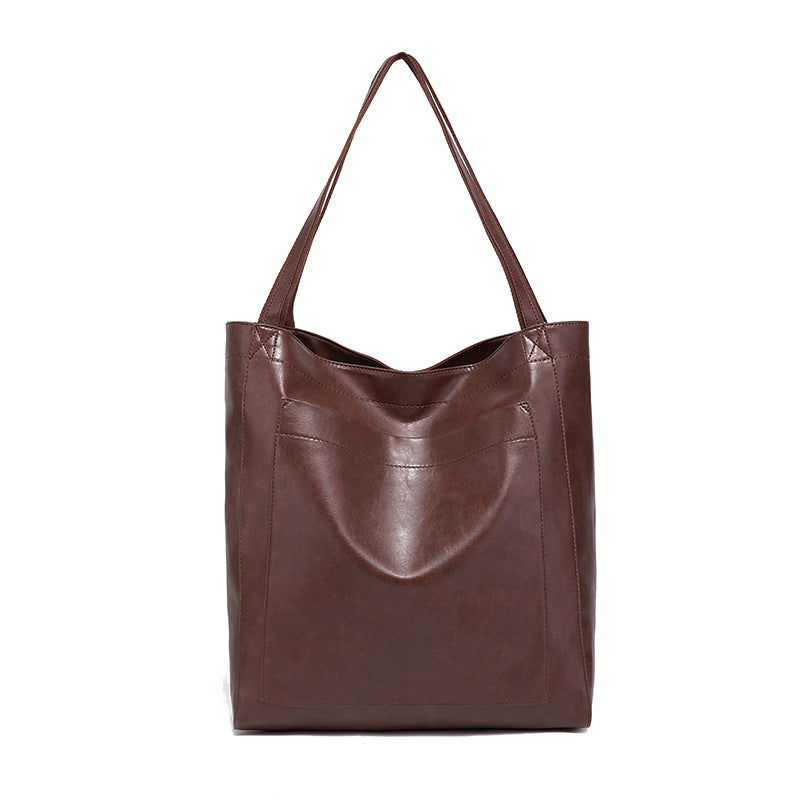 Vintage PU Leather Tote Bag - Stylish and Spacious Everyday Shoulder Bag  (Cameo Brown) Main image