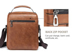 Men's Vintage Leather Shoulder Bag - Multi-Compartment Crossbody Messenger Bag 22cm(L)*8cm(W)*26cm(H)(Black)