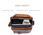Men's Vintage Leather Shoulder Bag - Multi-Compartment Crossbody Messenger Bag 22cm(L)*8cm(W)*26cm(H)(Light brown)