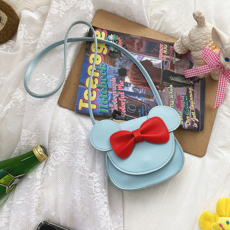 Adorable Bow Bear Crossbody Bag for Kids - Blue Shoulder Bag 18*17*8cm Main image