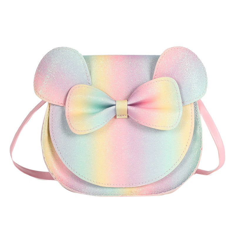 Adorable Bow Bear Crossbody Bag for Kids - rainbow-colored Shoulder Bag 18*17*8cm Main image