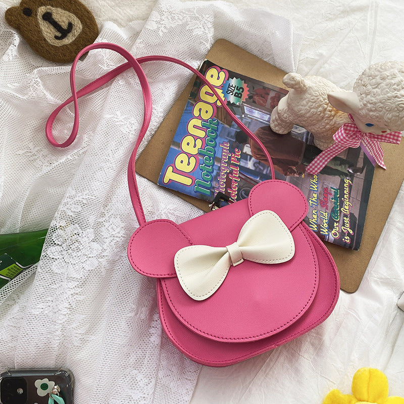 Adorable Bow Bear Crossbody Bag for Kids - Rose Red Shoulder Bag 18*17*8cm Main image