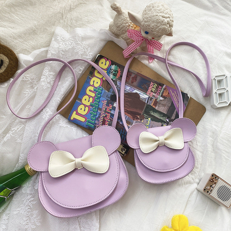 Adorable Bow Bear Crossbody Bag for Kids - Purple Shoulder Bag 18*17*8cm Secondary image