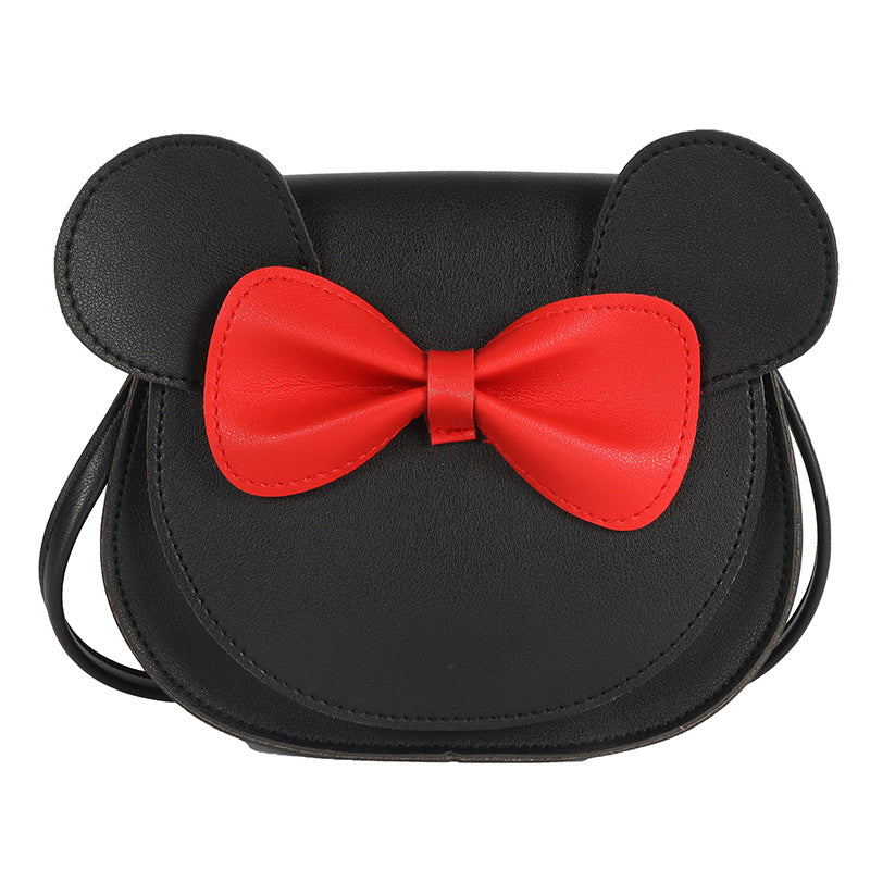 Adorable Bow Bear Crossbody Bag for Kids - Black Small Shoulder Bag 13*13*5cm Main image