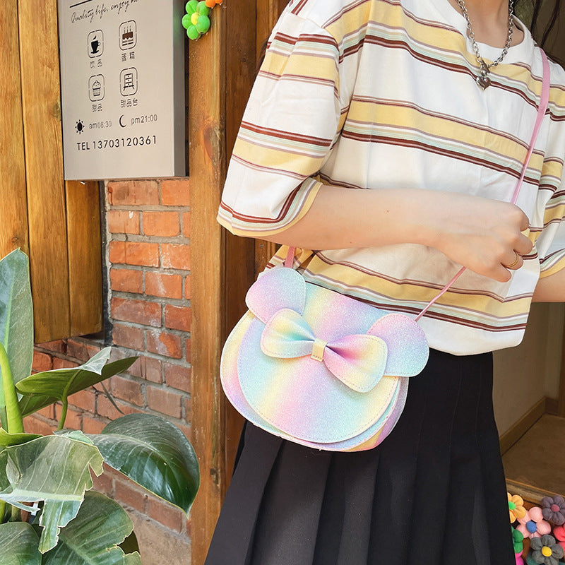 Adorable Bow Bear Crossbody Bag for Kids - rainbow-colored Small Shoulder Bag 13*13*5cm Secondary image