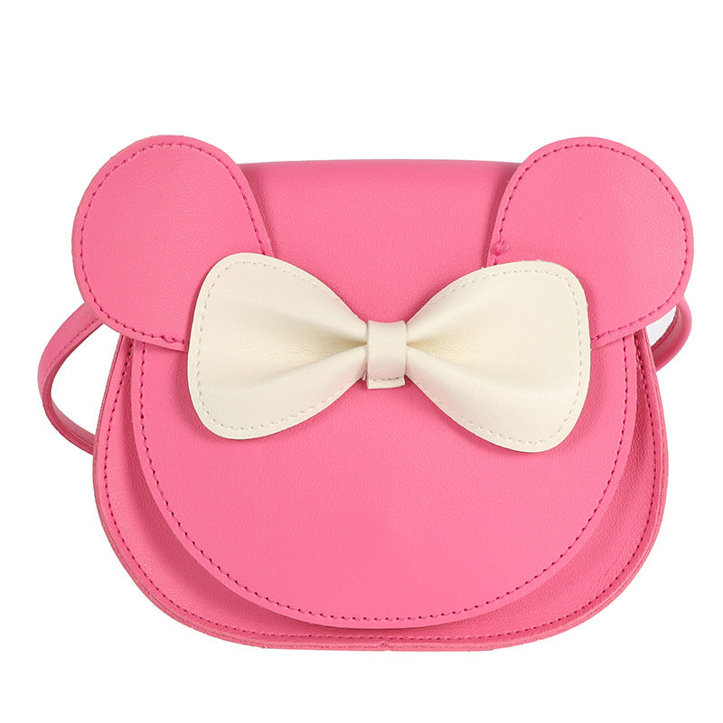 Adorable Bow Bear Crossbody Bag for Kids - Rose Red Small Shoulder Bag 13*13*5cm Main image