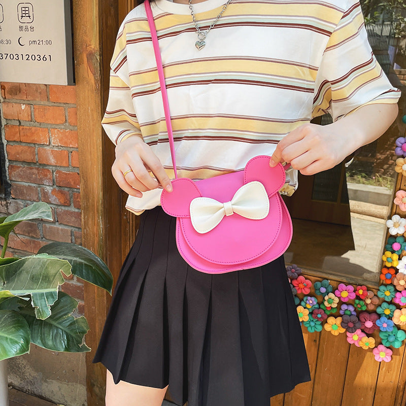 Adorable Bow Bear Crossbody Bag for Kids - Rose Red Small Shoulder Bag 13*13*5cm Secondary image