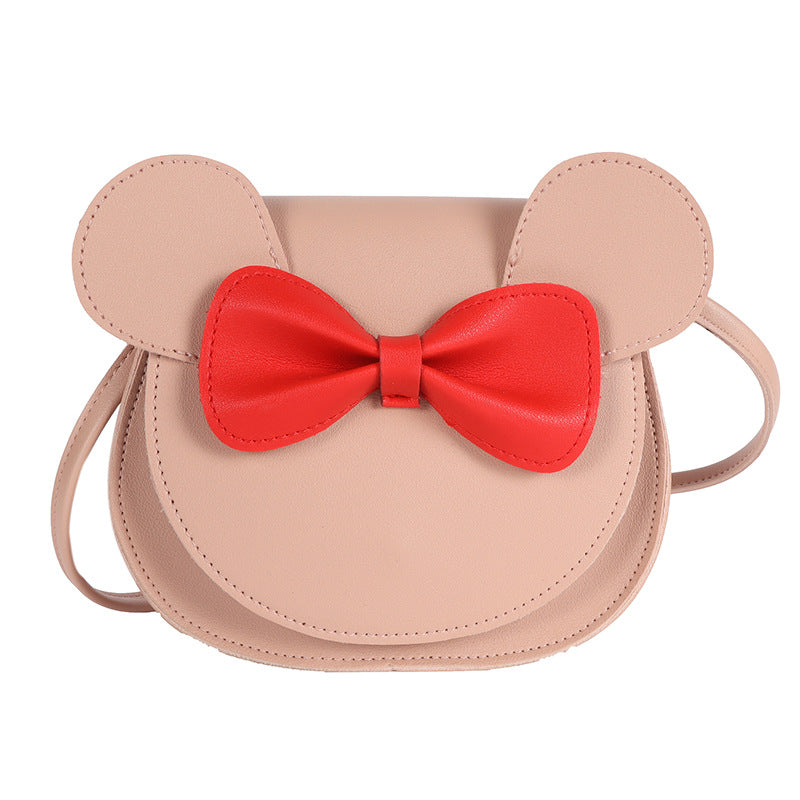 Adorable Bow Bear Crossbody Bag for Kids - khaki Small Shoulder Bag 13*13*5cm Main image
