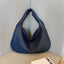 Elegant Woven PU Leather Hobo Bag - Soft Shoulder Tote 47*32cm (navy blue)