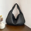 Elegant Woven PU Leather Hobo Bag - Soft Shoulder Tote 47*32cm (Black)