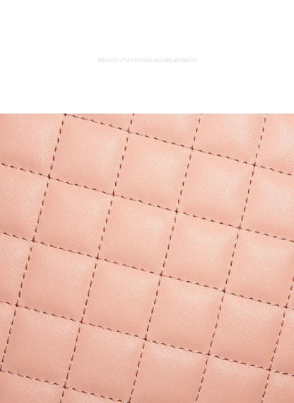 Elegant Quilted Tote Bag with Matching Clutch in Soft Pink