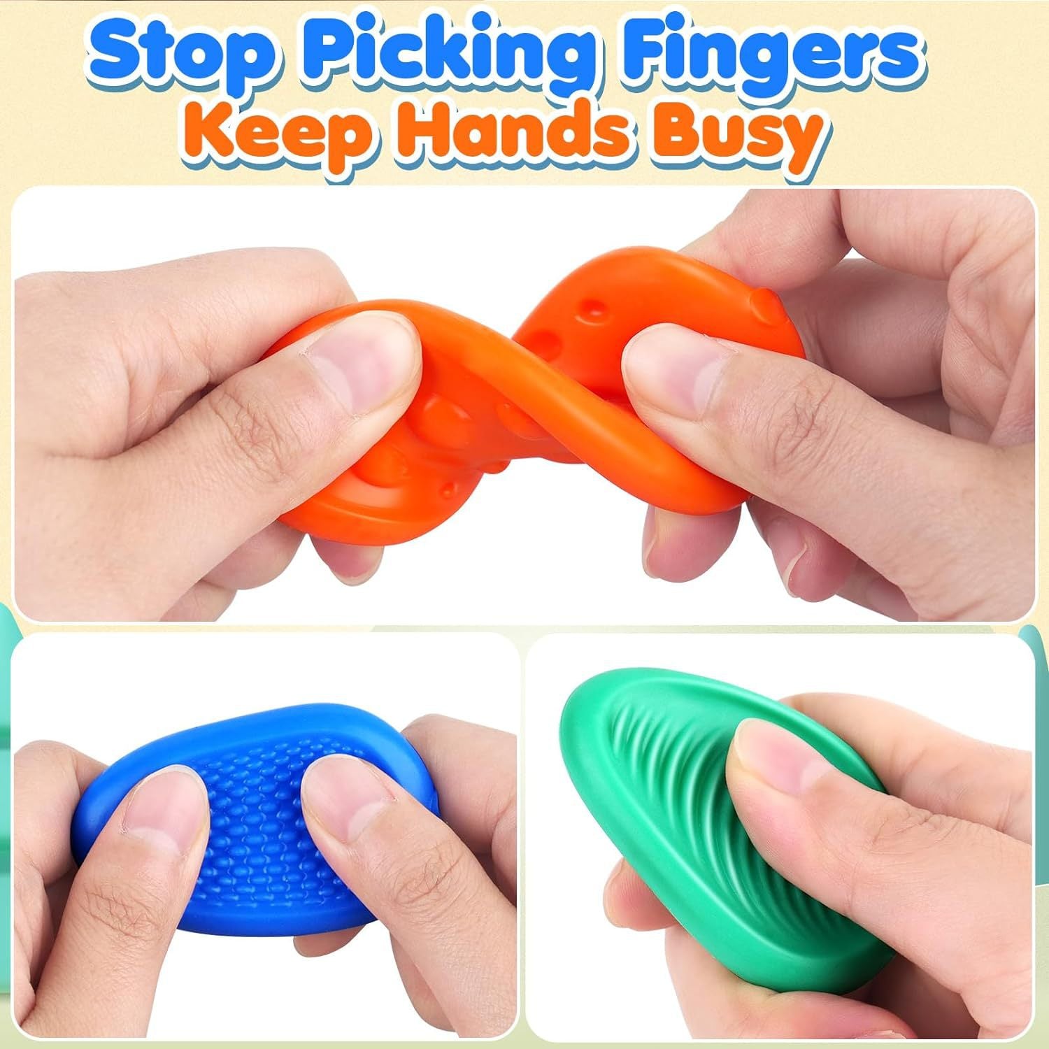 Sensory Worry Stones for Kids | 6-Piece Fidget Stress Relief Set for Ages 3+(2 set, 12PCS in total) Secondary image