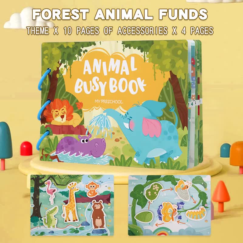 Interactive Busy Book Set - 2-pack of educational activity books for preschoolers on transport and animals Main image