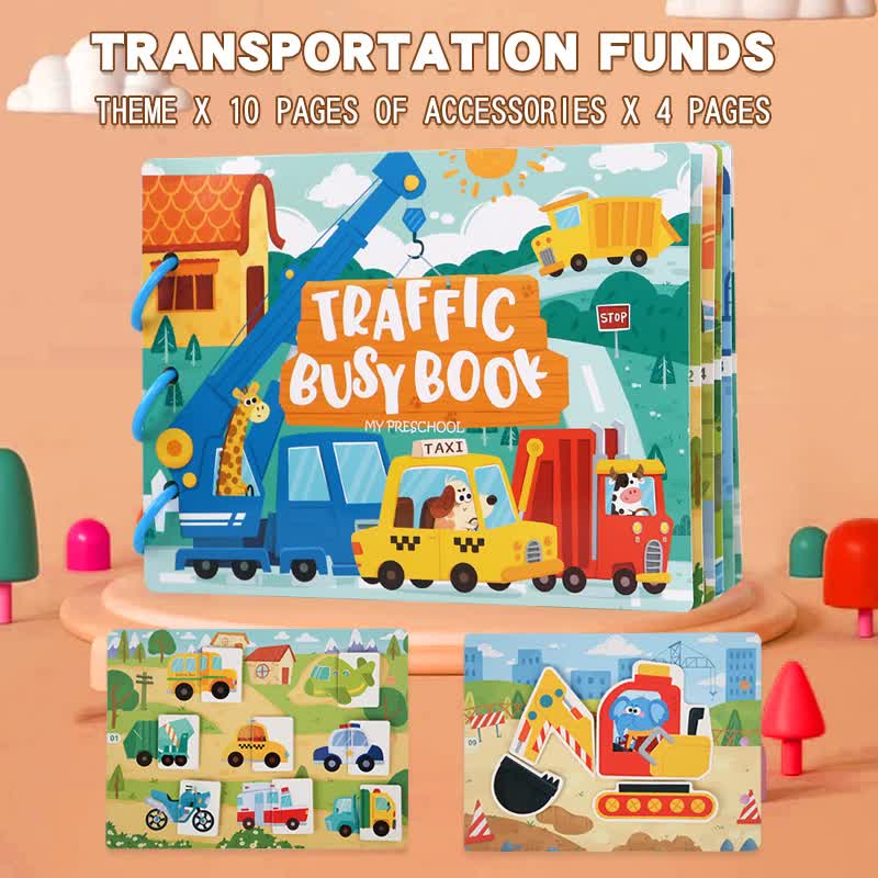 Interactive Busy Book Set - 2-pack of educational activity books for preschoolers on transport and animals Secondary image
