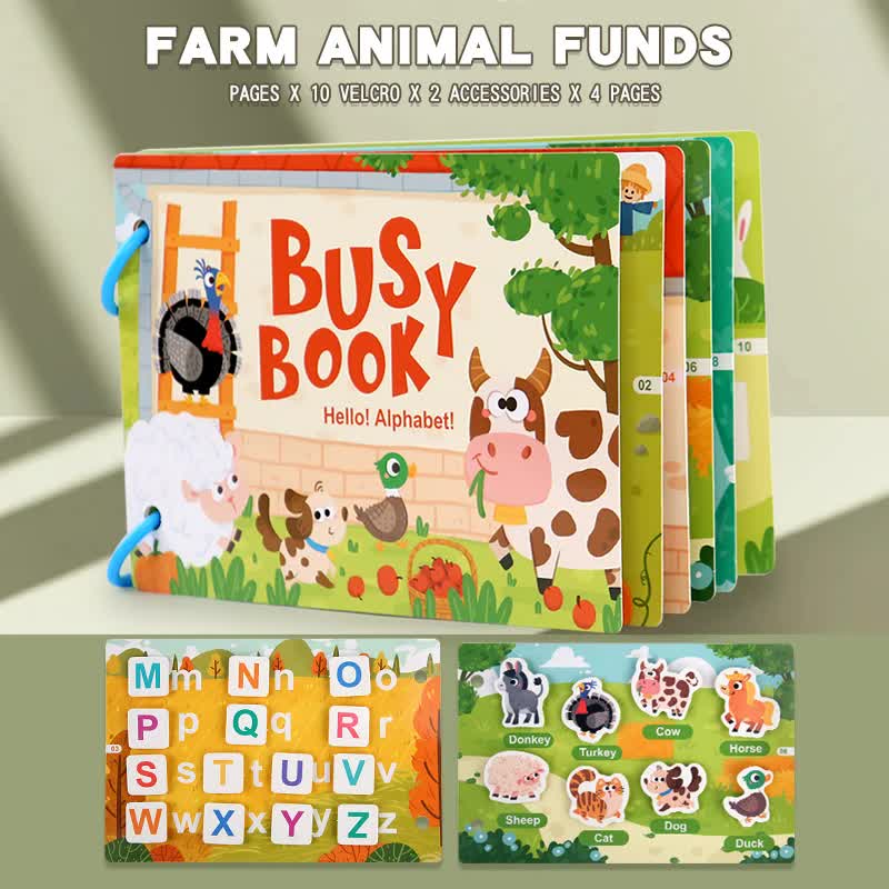 Themed Busy Book Set - Educational Activity Books for Preschool Learning (Farm, Vehicles, Dinosaurs, Ocean, and Forest,5 books in total) Main image