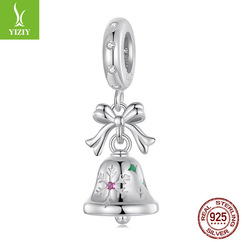 Sterling Silver Bell Charm - Festive Christmas Pendant with Colorful  Accents (weighs approximately 2.2g) Main image