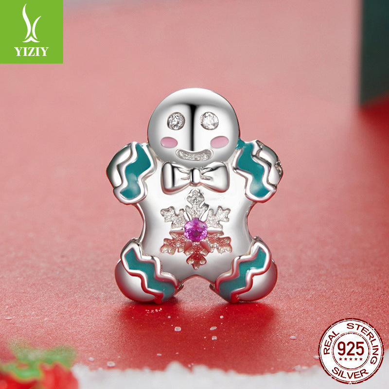 Sterling Silver Gingerbread Man Charm - Festive Christmas Pendant with Colorful  Accents (weighs approximately 1.8g) Main image