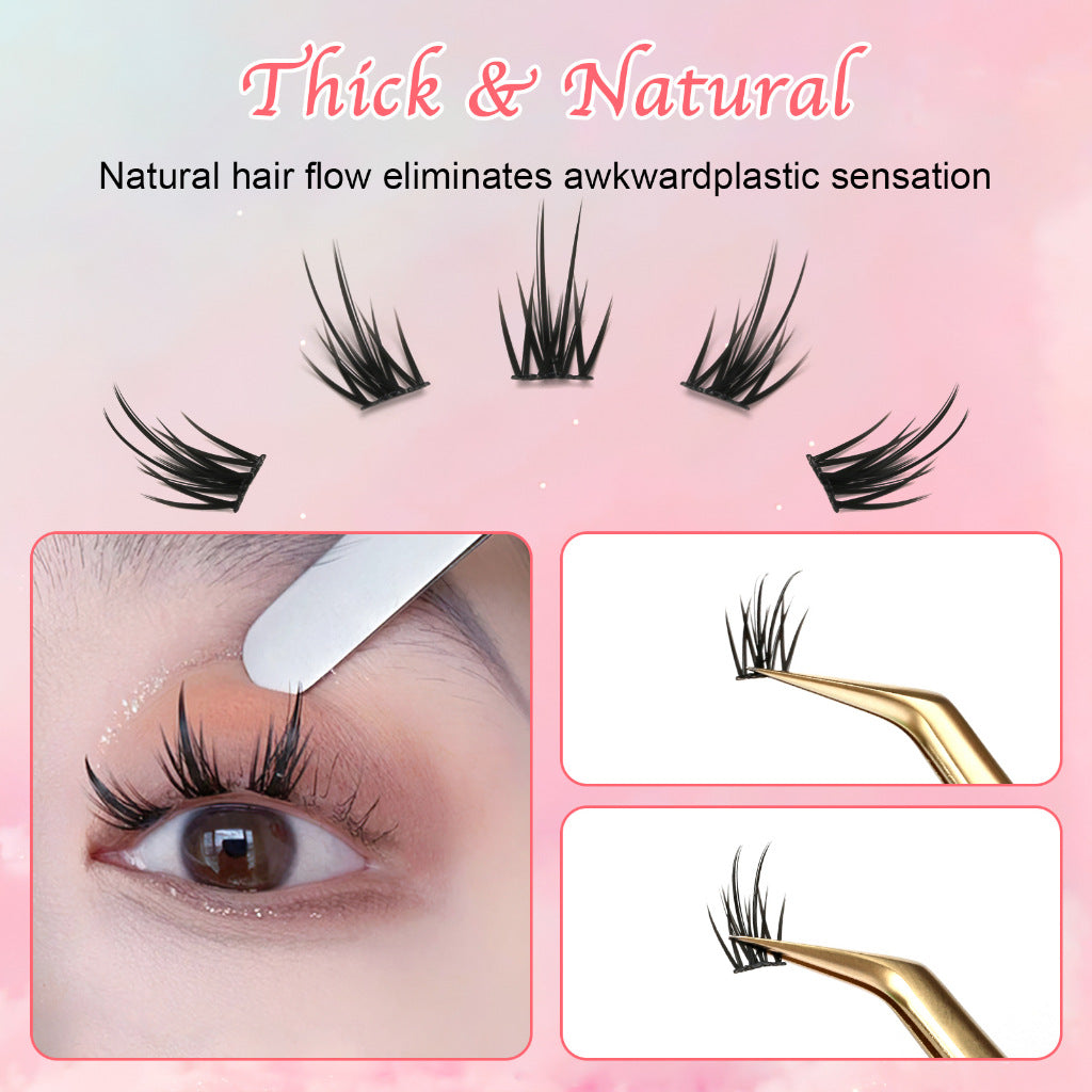 6 set Different sizes Natural Segment Cluster Eyelashes - Ultra-Thin Invisible Band, Perfect for Beginners, DIY Lash Extension Main image