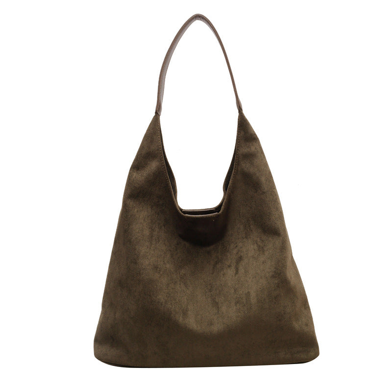 Minimalist Faux Suede Tote Bags - Soft Large Capacity Handbags for Everyday Use ( Green ) Main image