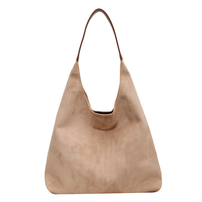 Minimalist Faux Suede Tote Bags - Soft Large Capacity Handbags for Everyday Use ( Off white ) Main image
