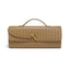 Khaki Luxury Woven PU Leather Clutch - Elegant Women's Evening Baguette Bag with Adjustable Shoulder Strap