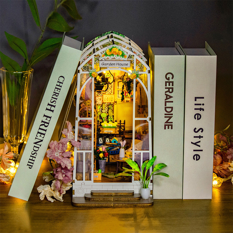 Dollhouse Miniature DIY Greenhouse Kit - Garden House with LED Lights Secondary image