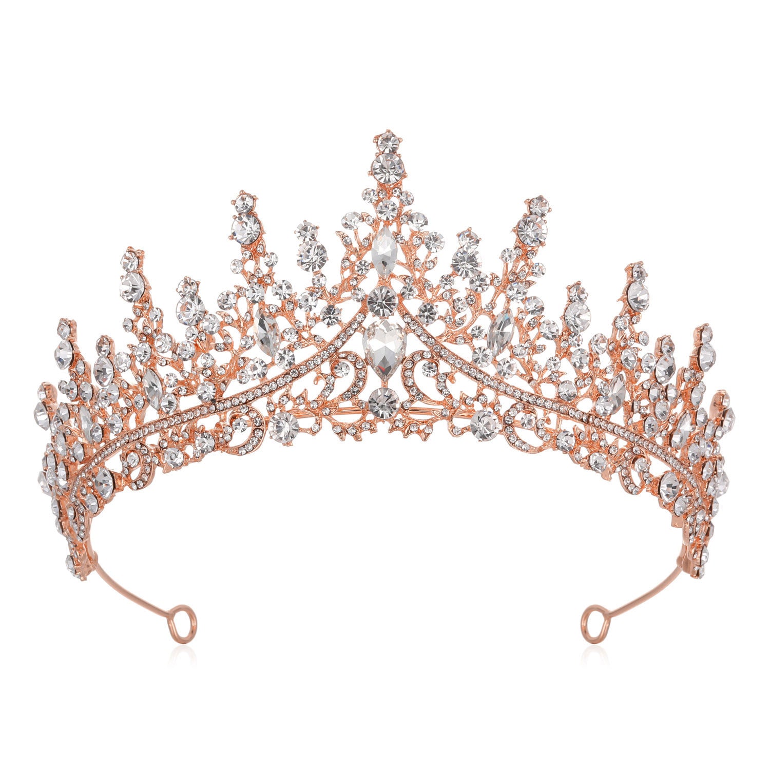 Luxury Full Rhinestone Bridal Tiara - Elegant Alloy Crown Hairband with 3A Grade Crystals  Rose Gold Main image