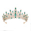 Luxury Full Rhinestone Bridal Tiara - Elegant Alloy Crown Hairband with 3A Grade Crystals  Green