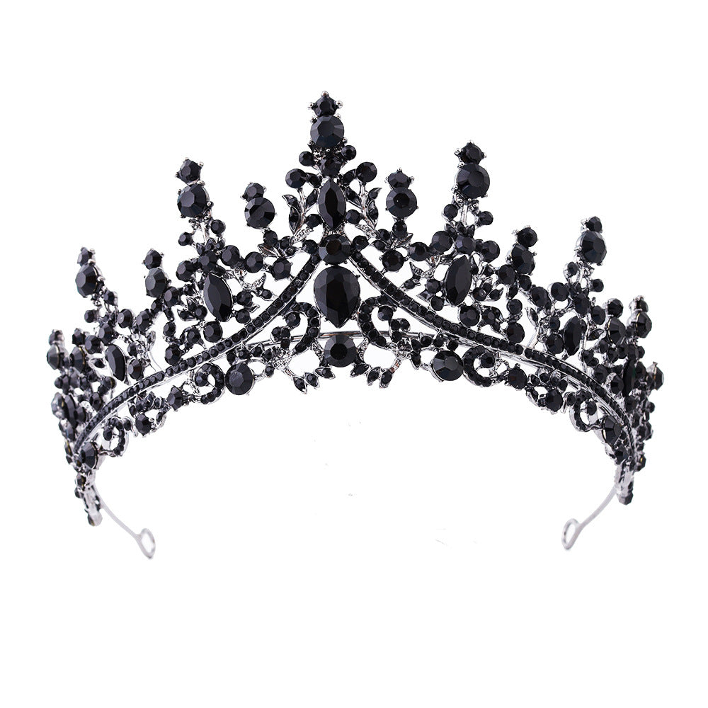 Luxury Full Rhinestone Bridal Tiara - Elegant Alloy Crown Hairband with 3A Grade Crystals  Black Main image