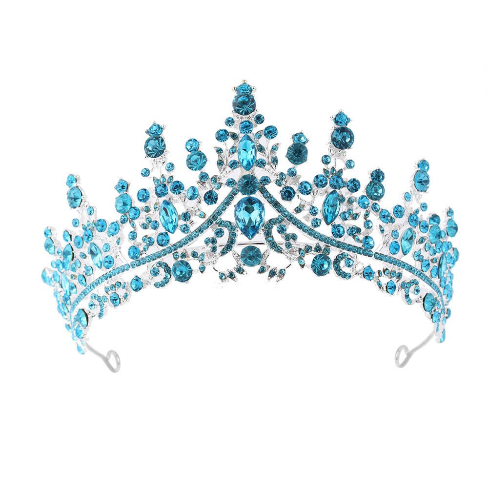 Luxury Full Rhinestone Bridal Tiara - Elegant Alloy Crown Hairband with 3A Grade Crystals  Lake Blue Main image